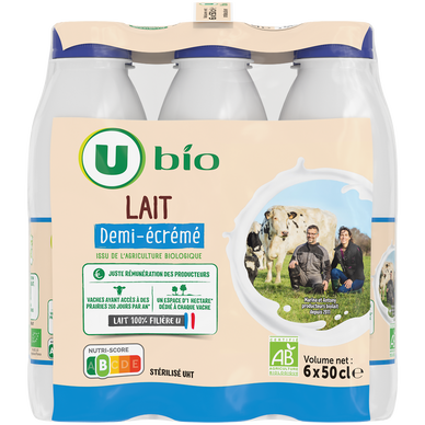 Lait UHT demi écrémé  6x50cl