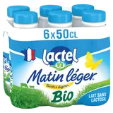 Lait Bio sans lactose MATIN LEGER LACTEL - Bouteille 6x50cl