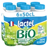 Lait Bio demi écrémé UHT - LACTEL - Bouteille 6x50cl