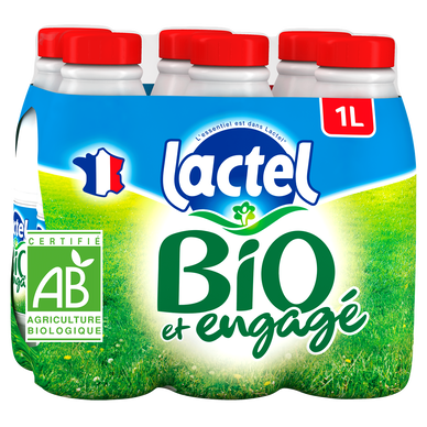 Lait Bio entier UHT LACTEL - Bouteille 6x1L