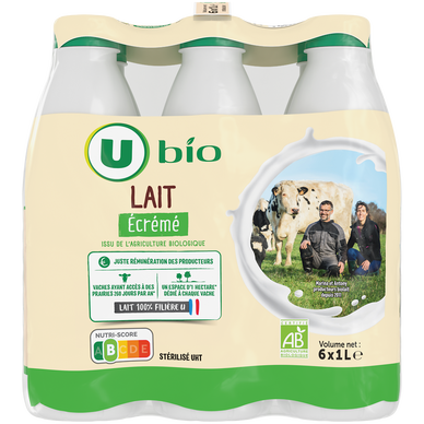 Lait UHT bio écrémé - 6x1L