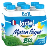 Lait Bio sans lactose MATIN LEGER LACTEL - Bouteille 6x1L