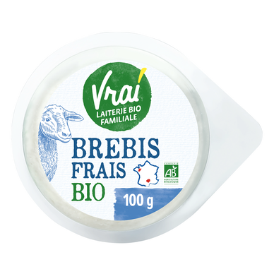 Fromage au lait pasteurisé bio de brebis VRAI, 17% de MG, 100g