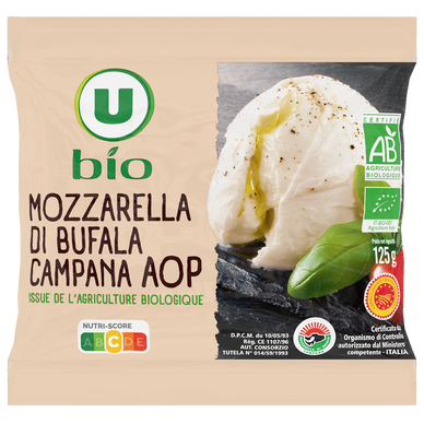 Fromage AOP Mozzarella di bufala campana bio  23% MG ,125g