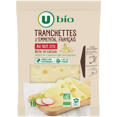 Fromage à pâte pressée cuite emmental  - 10 tranches,  200g