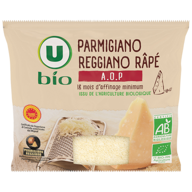 Parmigiano reggiano rapé 18 mois d'affinage AOP  30%mg, 60g