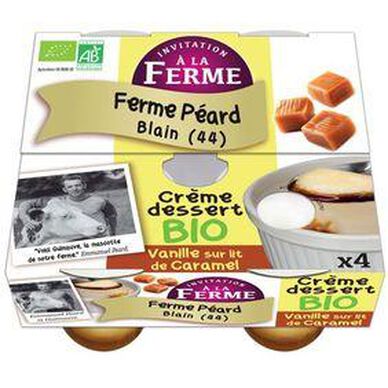 Crème dessert vanille s/lit caram.fermier bio F.PEARD 4x100g