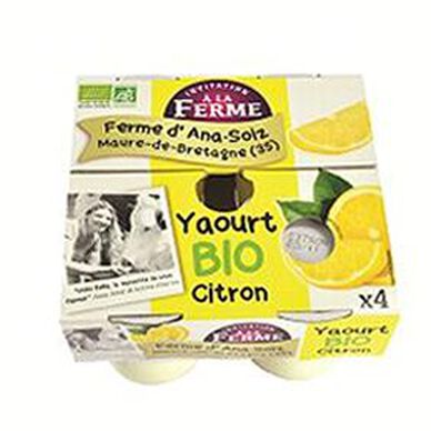 Yaourt fermier bio au citron FERME PEARD 4x125g