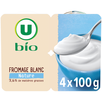 Fromage blanc nature 3,6%g U BIO 4x100g
