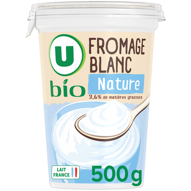Fromage blanc frais nature lait pasteurisé, 500g