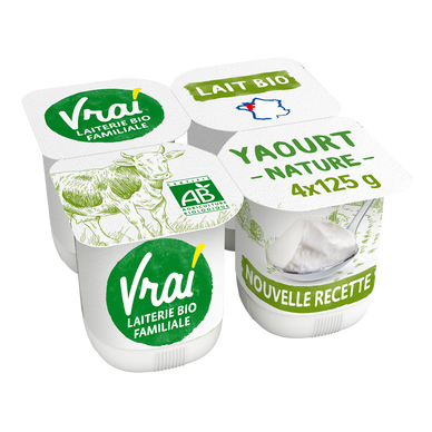 Yaourt nature bio VRAI 4x125g