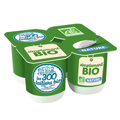 Yaourt simplement bio nature 1%mg LES 300 LAITIERS BIO 4x110g