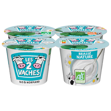 Yaourt brassé nature bio LES 2 VACHES - 4x115g
