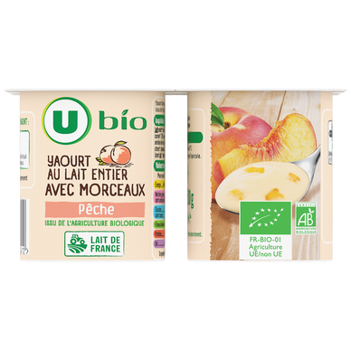 Yaourts bio brassés aux pêches  4x125g