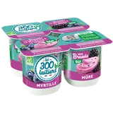 Yaourts brassés bio Pack panaché mûre, myrtille LES 300 LAITIERS BIO 4x125g