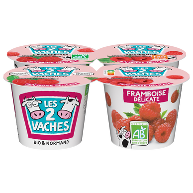 Yaourt aux fruits bio framboise LES 2 VACHES - 4x115g