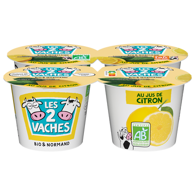 Yaourt brassé citron bio LES 2 VACHES - 4x115g
