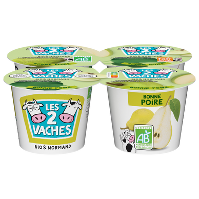 Yaourt aux fruits bio poire LES 2 VACHES - 4x115g