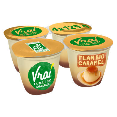 Flan bio nappé caramel VRAI, 4x125g