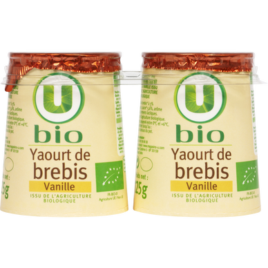 Yaourts bio au lait de brebis saveur vanille  2x125g