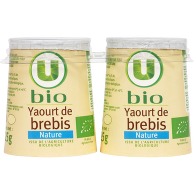 Yaourts bio nature au lait de brebis  2x125g