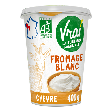 Fromage blanc nature au lait de chèvre BIO VRAI, pot de 400g
