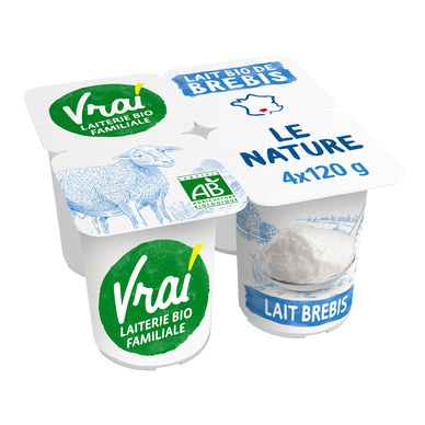 Spécialité laitière nature au lait de brebis bio VRAI 4x120g
