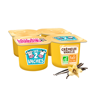 Crème dessert vanille bio LES 2 VACHES - 4x95g