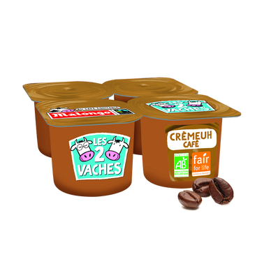 Crème dessert café bio LES 2 VACHES - 4x95g