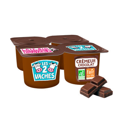Crème dessert chocolat bio LES 2 VACHES - 4x95g