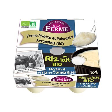 Riz au lait nature fermier bio FERME PEARD 4x125g
