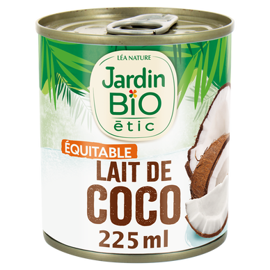 Lait de coco bio JARDIN BIO, boîte de 225ml