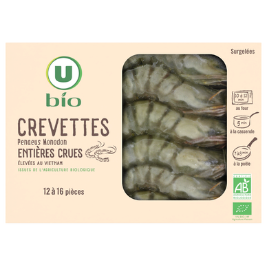 Crevettes entières crues  boîte de 12 à 16 pièces  -  400g