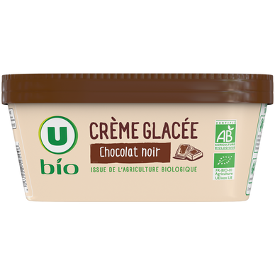 Crème glacé chocolat noir U BIO bac 495g
