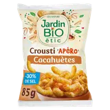 Biscuit apéritif Crousti apéro cacahuètes -30% de sel bio JARDIN BIO ETIC, sachet 85g