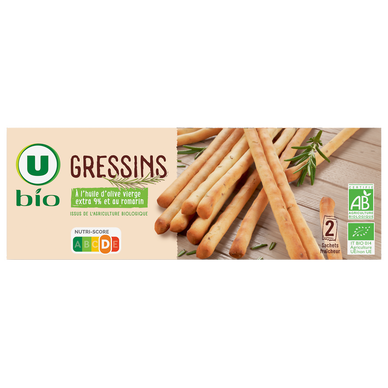 Gressins à l'huile d'olive vierge extra 9% et au romarin 150g