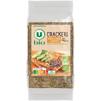 Crackers bio emmental et graines de courge  paquet de 200g