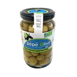 Olives vertes dénoyautées bio,PEPE OLIVO bocal 160g