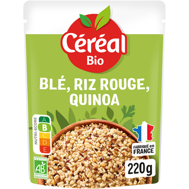 Blé Riz rouge Quinoa  repas express CEREAL BIO  - 220g