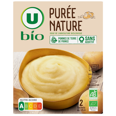Purée nature, 2 sachets de 125g soit 250g