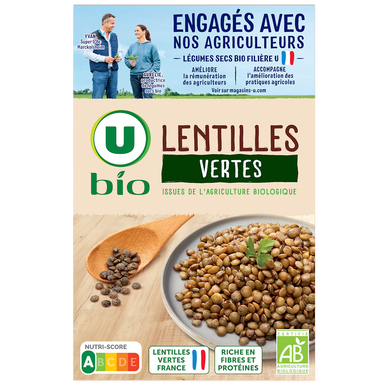 Lentilles vertes U BIO, paquet de 500g