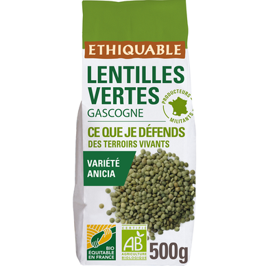 Lentilles vertes de Gascogne bio PAYSANS D'ICI, 500g