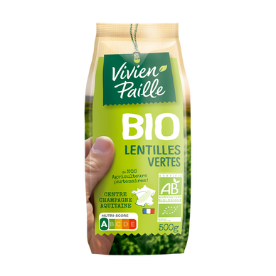 Lentilles vertes BIO VIVIEN PAILLE, étui de 500g