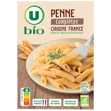 Pâtes Pennes complètes  boîte en carton de 500g