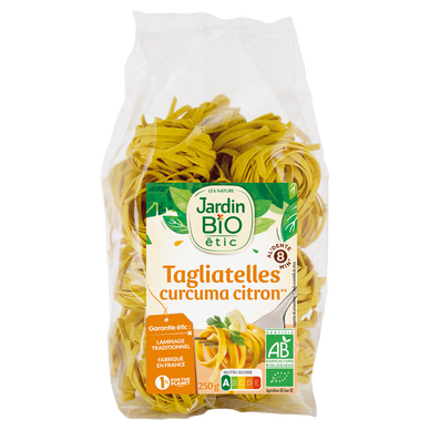 Pâtes Tagliatelles blé curcuma et citron bio JARDIN BIO 250g