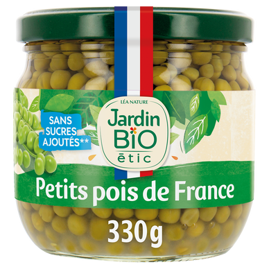 Petits pois extra fins bio JARDIN BIO - Bocal 230g
