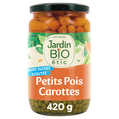 Petits pois très fins et carottes à l'étuvée JARDIN BIO - Bocal 420g