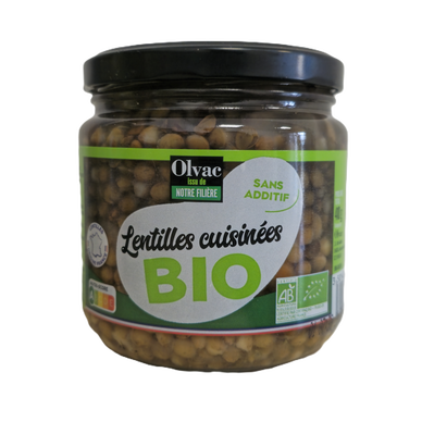 Lentilles vertes cuisinées Bio OLVAC - Bocal 410g