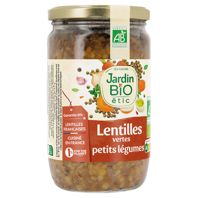 Lentilles vertes cuisinées aux légumes JARDIN BIO - Bocal 660g