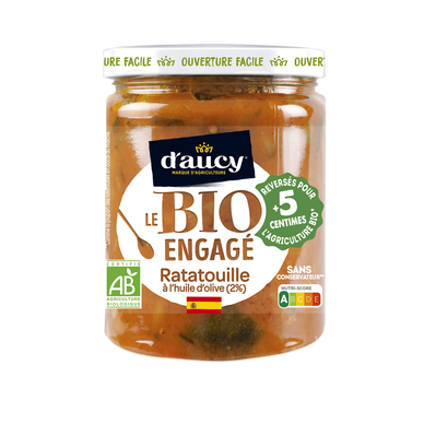 Ratatouille cuisinée bio à l'huile d'olive D'AUCY - Bocal 530g